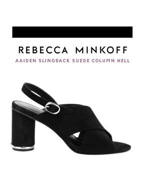 REBECCA MINKOFF Aaiden Suede Slingback Sandal Heels Black